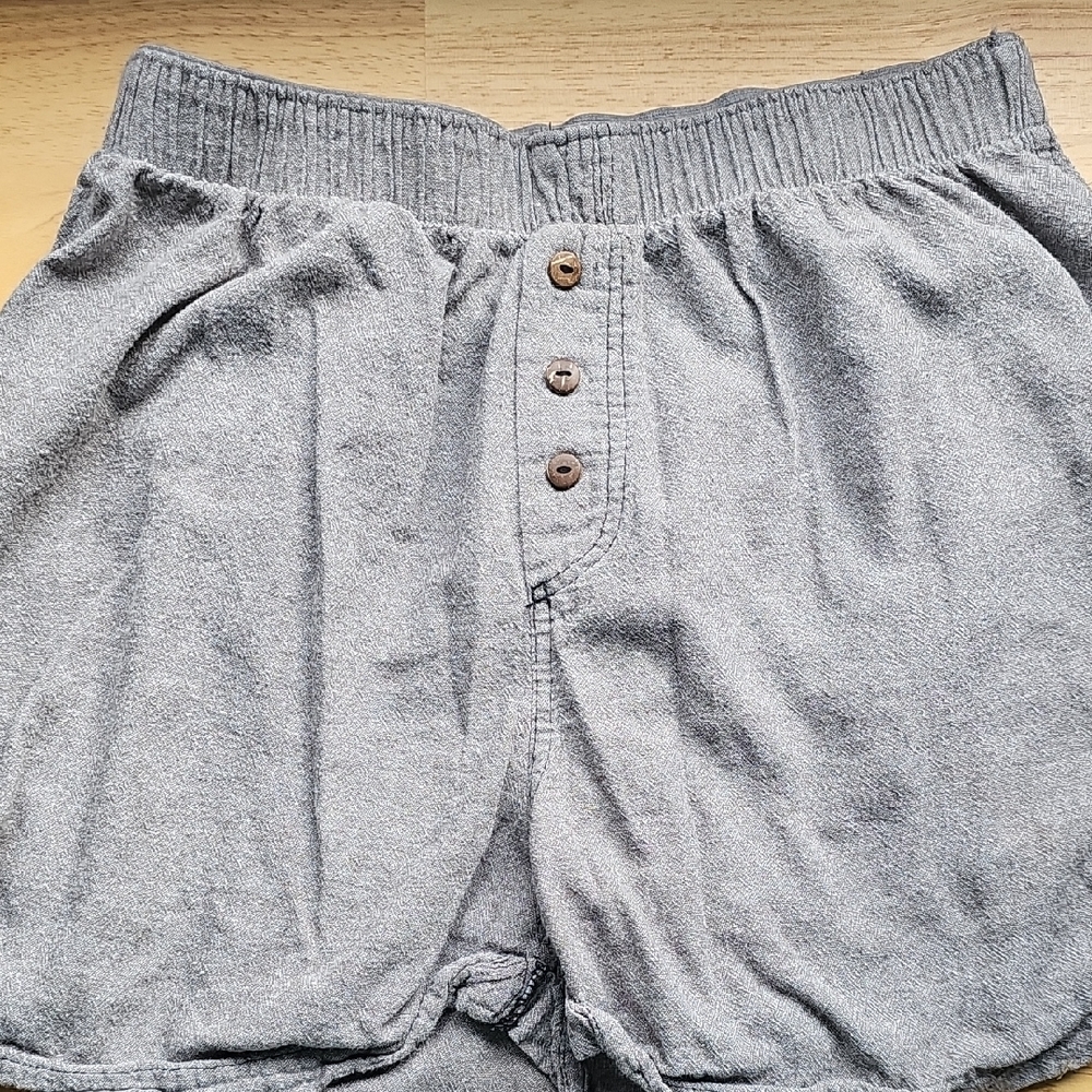 Free People Gray Athletic Shorts with Elastic Waistband and Drawstring